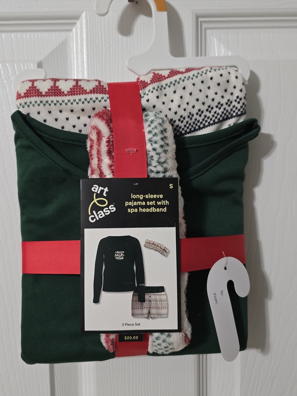 Kids Girls Christmas Holiday 3 Pc Pajama Set Long Sleeves Shorts Headband Small